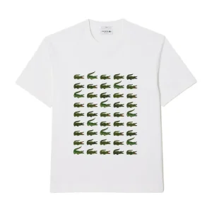 Áo Thun Lacoste Unisex Relaxed Fit Iconic Print T-Shirt TH1311 001 Màu Trắng Size 2 - Duy Hoang