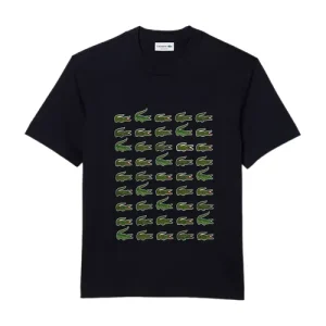 Áo Thun Lacoste Unisex Relaxed Fit Iconic Print T-Shirt TH1311 HDE Màu Xanh Navy Size 2 - Duy Hoang