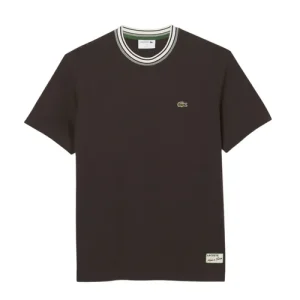 Áo Thun Nam Lacoste French Made Stripe Neck T-Shirt TH5455 SKB Màu Nâu Đậm Size 5 - Duy Hoang