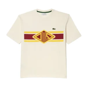 Áo Thun Nam Lacoste Men's Round Neck Loose Fit Printed T-Shirt TH6783 XFJ Màu Cream - Duy Hoang