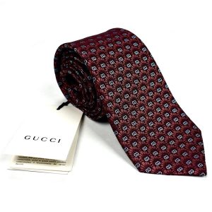 Cà Vạt Gucci Dark Red GG Monogram Logo Silk Tie Màu Đỏ - Duy Hoang