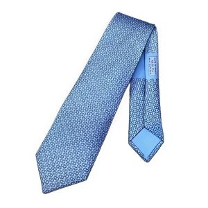 Cà Vạt Hermès Cravate Maillons Parade Ciel/Gris Màu Xanh Blue - Duy Hoang