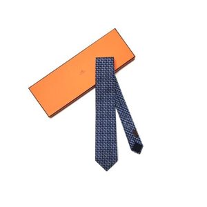 Cà Vạt Hermès Cravate Marine/Ciel/Blanc/Double H Màu Xanh - Duy Hoang