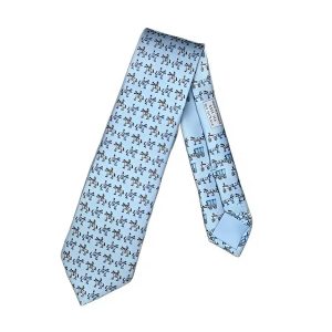 Cà Vạt Hermès Cravate Twillbi Ciel /Gris /Ciel Fonce Màu Xanh Blue - Duy Hoang