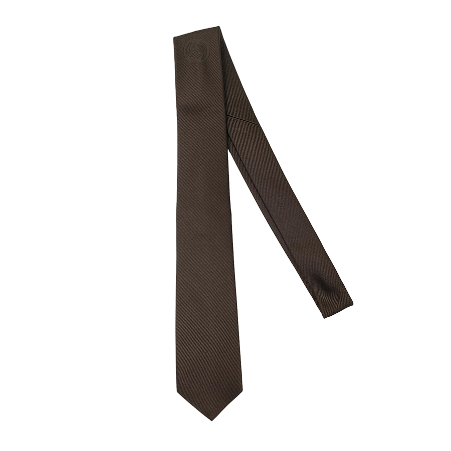 Cà Vạt Nam Gucci Interlocking GG Logo Neck Tie In Coffee Brown 550568 Màu Nâu Cafe - Duy Hoang