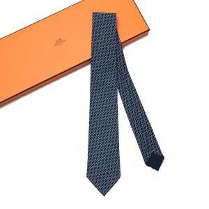 Cà Vạt Nam Hermès Cravate Marine Blanc H Griffonne Màu Xanh - Duy Hoang