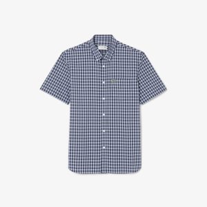 Áo Sơ Mi Lacoste Nam Tay Ngắn Họa Tiết Kẻ Caro Có Khuy Cổ - Duy Hoang