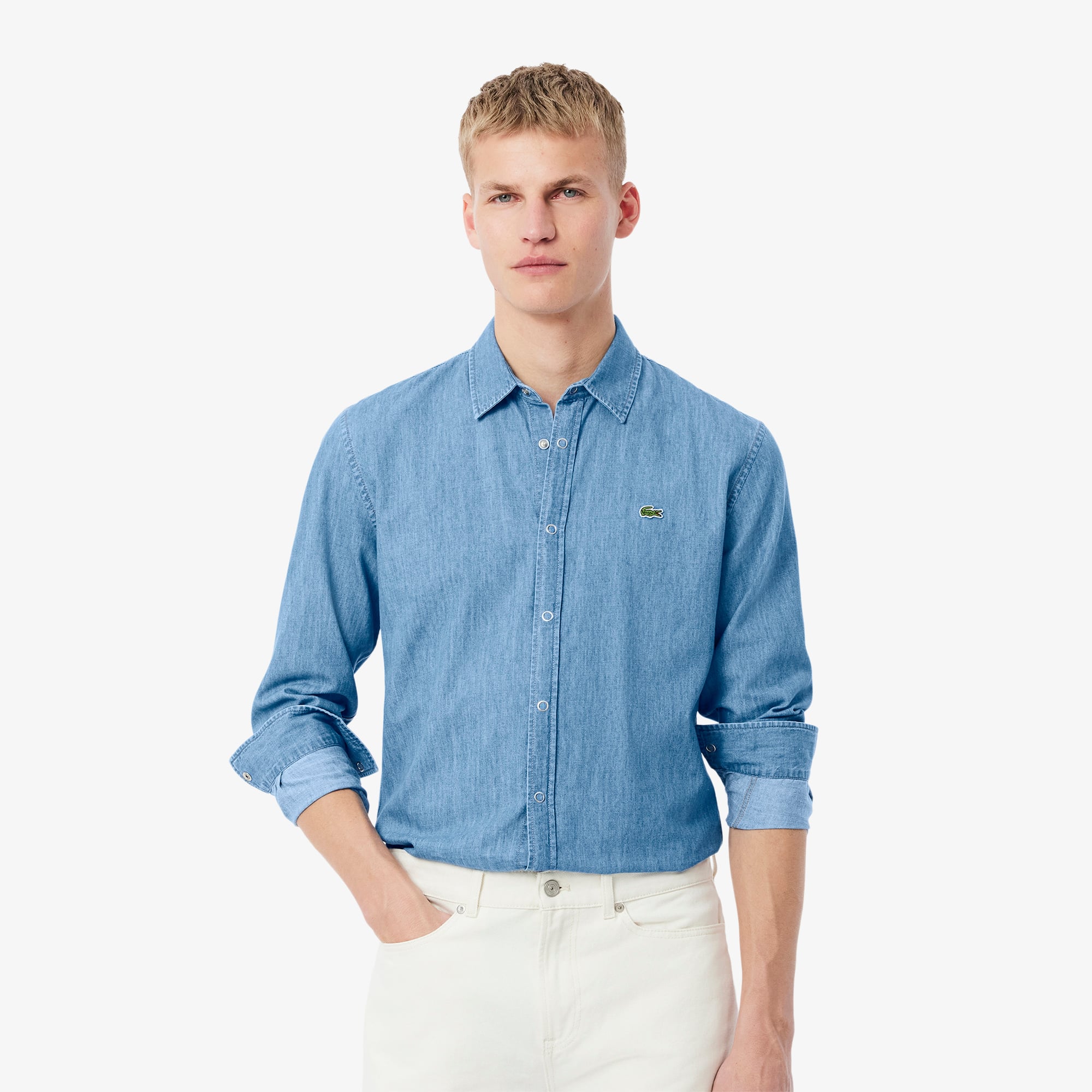 Áo Sơ Mi Lacoste Nam Dáng Suông Chất Liệu Denim Nhẹ - Duy Hoang