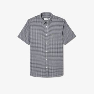 Áo Sơ Mi Lacoste Nam Tay Ngắn Chất Liệu Poplin Họa Tiết Kẻ Caro - Duy Hoang