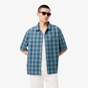 Áo Sơ Mi Lacoste Nam Vải Lanh Họa Tiết Caro - Duy Hoang