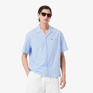 Áo Sơ Mi Ngắn Tay Lacoste Nam Dáng Rộng Họa Tiết Sọc - Duy Hoang