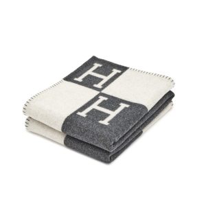 Chăn Hermès HM Avalon Throw Blanket Màu Xám Kem - Duy Hoang