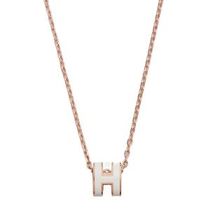 Dây Chuyền Nữ Hermès Mini Pop H Pendant H147992FO49 Blanc Màu Trắng/ Vàng Hồng - Duy Hoang