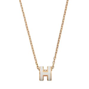 Dây Chuyền Nữ Hermès Mini Pop H Pendant Màu Vàng Mặt Trắng - Duy Hoang
