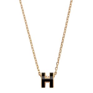 Dây Chuyền Nữ Hermès Mini Pop H Pendant Noir Màu Vàng Đen - Duy Hoang