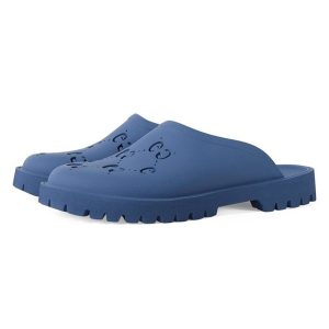 Dép Gucci GG Perforated Rubber Mules Blue 655517 Màu Xanh Blue Size 43 - Duy Hoang