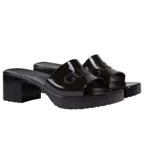 Dép Nữ Gucci Women's Rubber Slide Sandal Màu Đen Size 37 - Duy Hoang