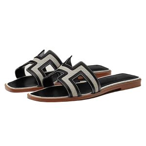 Dép Hermès Black Grey Oran Flats Màu Xám Đen Size 37 - Duy Hoang
