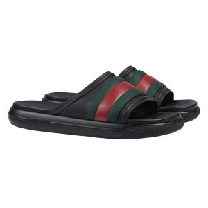 Dép Nam Gucci Men's Web Slide Sandal 780286 J8700 1025 Màu Đen Size 6 - Duy Hoang