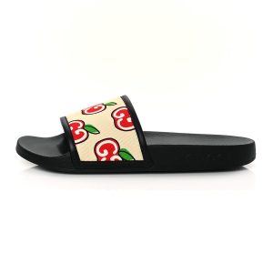 Dép Nữ Gucci Canvas GG Apple Slide Sandals Màu Đen Size 36 - Duy Hoang
