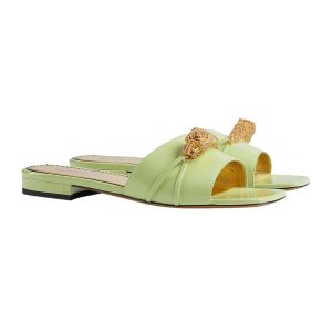 Dép Nữ Gucci Dionysus Green Crystal Snake Head Leather Slide Sandals Màu Xanh Size 36 - Duy Hoang