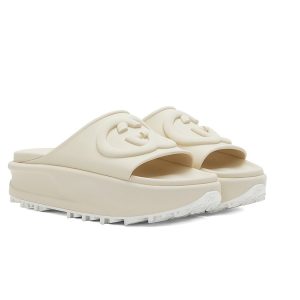 Dép Nữ Gucci GG Slide Sandal With Interloking G In Of-White Màu Trắng Ngà Size 34 - Duy Hoang