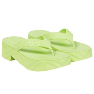 Dép Xỏ Ngón Nữ Gucci Logo Embossed Rubber Slides Màu Xanh Lá Size 35 - Duy Hoang