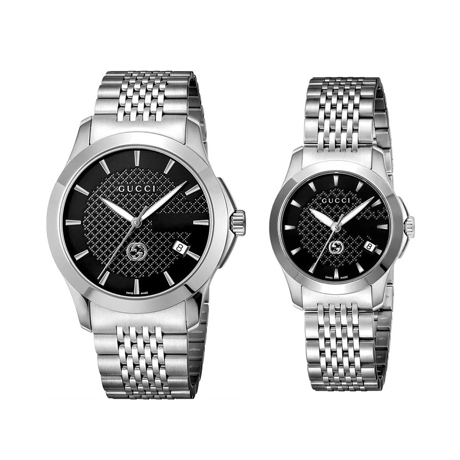 Đồng Hồ Đôi Gucci G-Timeless YA1264106 & YA1265006 Màu Đen Bạc - Duy Hoang