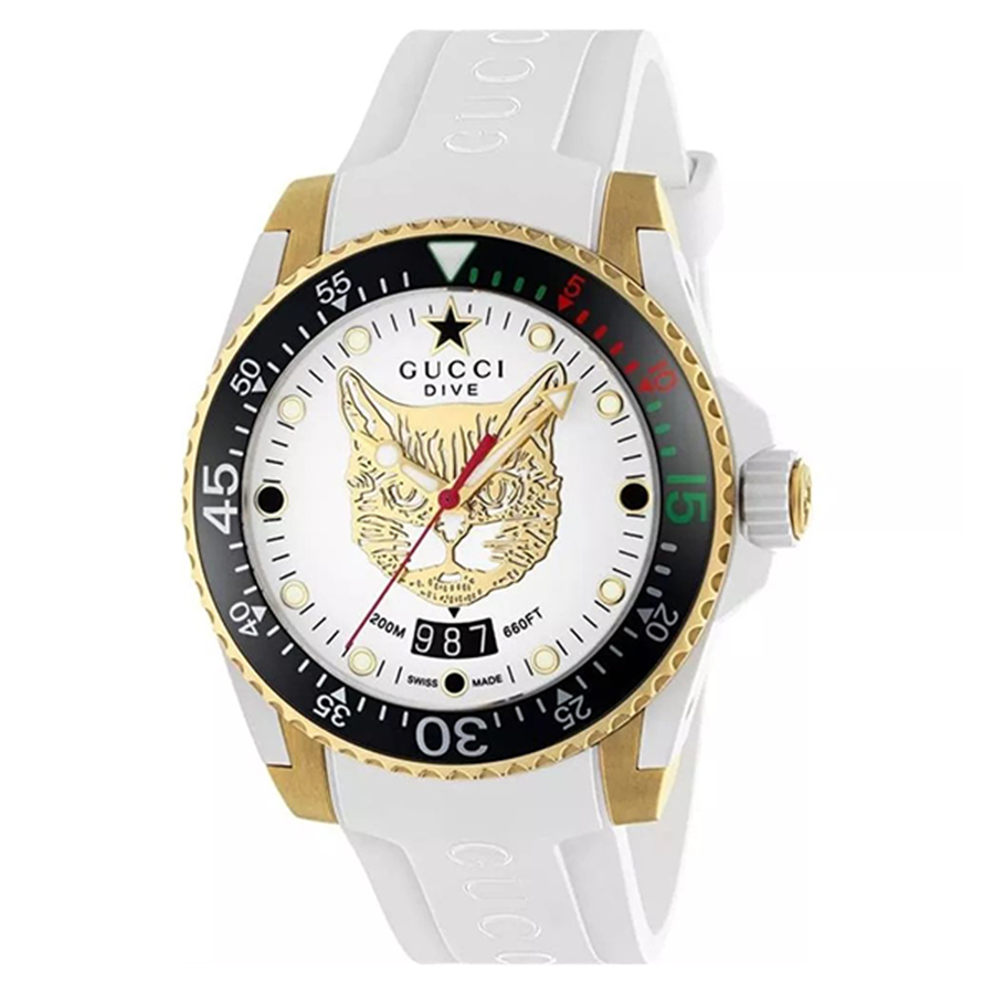 Đồng Hồ Nam Gucci Dive Cat Watch 40mm YA136322 Màu Trắng Đen - Duy Hoang