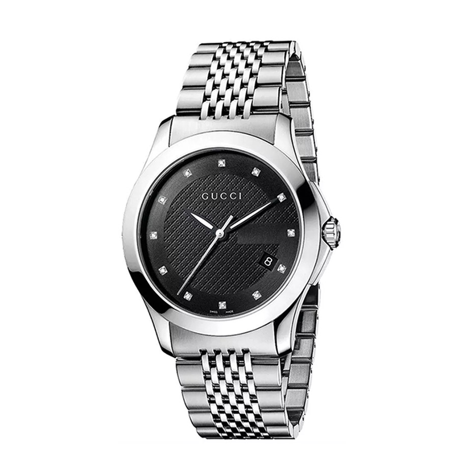 Đồng Hồ Nam Gucci YA126405 Black Dial Stainless Steel Strap Watch Màu Đen Bạc - Duy Hoang