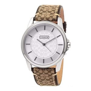 Đồng Hồ Nữ Coach Womens 14601506 Classic Signature Fabric Leather Strap Oversized Watch Màu Nâu Trắng - Duy Hoang