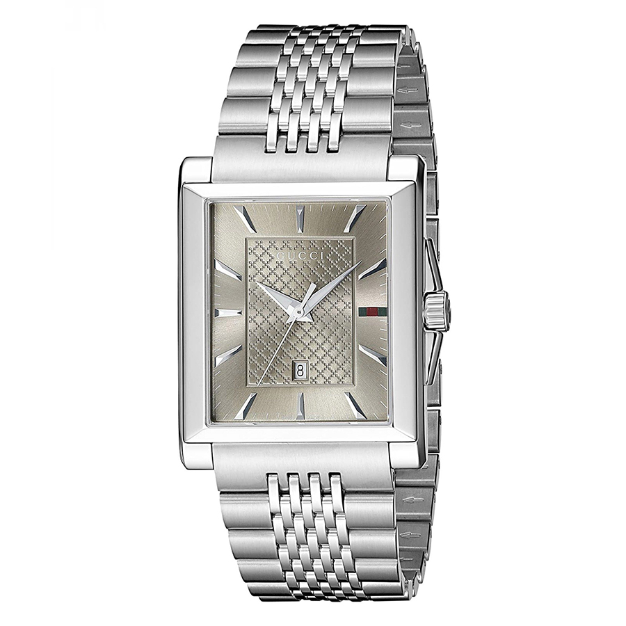 Đồng Hồ Nam Gucci 138 G-Timeless Square Brown Watch YA138402 Màu Bạc - Duy Hoang