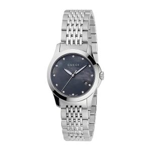 Đồng Hồ Nữ Gucci G Timeless Diamond Black MOP YA126505 Màu Bạc Đen - Duy Hoang