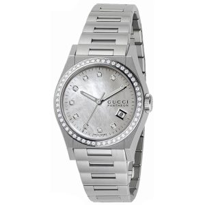 Đồng Hồ Nữ Gucci Pantheon Mother Of Pearl Dial Diamond Watch YA115404 Màu Bạc - Duy Hoang