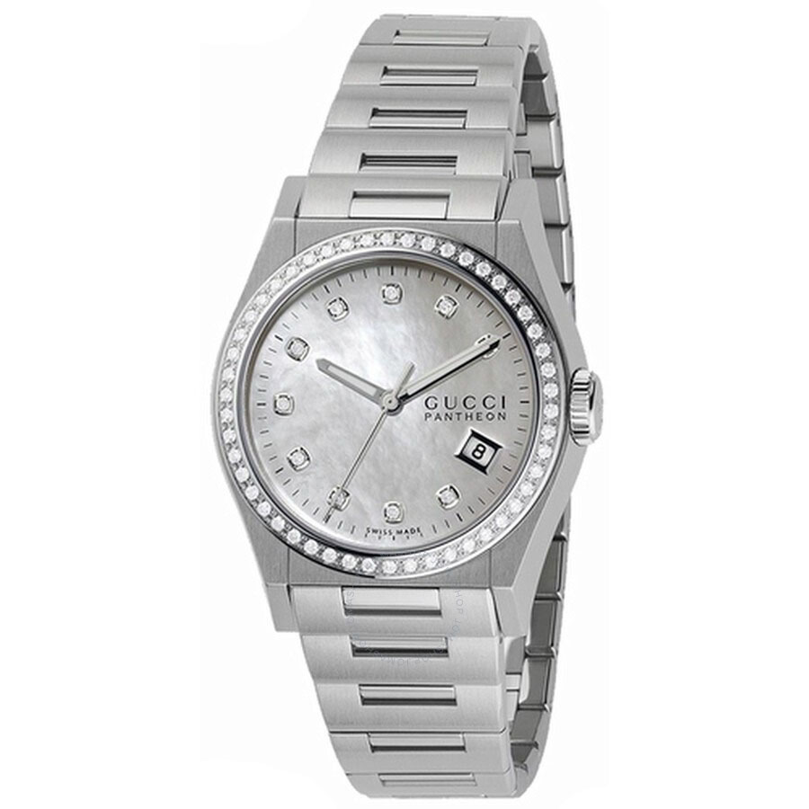 Đồng Hồ Nữ Gucci Pantheon Mother Of Pearl Dial Diamond Watch YA115404 Màu Bạc - Duy Hoang