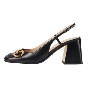 Giày Cao Gót Nữ Gucci Mid Heel Slingback With Horsebit Leather Black 643892-C9D00-1000 Màu Đen Size 35.5 - Duy Hoang