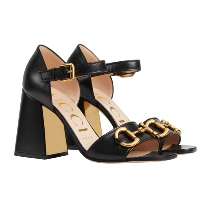 Giày Cao Gót Nữ Gucci Sandal With Horsebit 655411-BKO00-1000 Màu Đen Size 35.5 - Duy Hoang