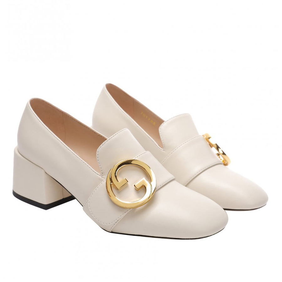 Giày Cao Gót Nữ Gucci Women's Natural Blonde Mid-Heel Pumps Màu Trắng Size 34.5 - Duy Hoang