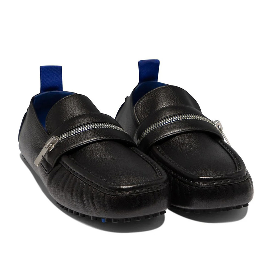Giày Lười Nam Burberry Loafer Black Leather Zip Detail 8088131 Màu Đen Size 40 - Duy Hoang