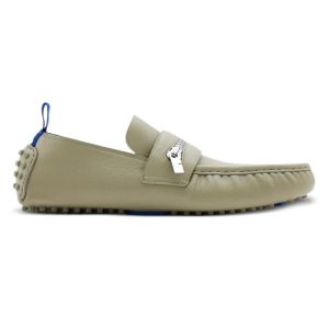 Giày Lười Nam Burberry Sage Green Leather Zip Detail 8088132 Màu Xanh Size 40 - Duy Hoang