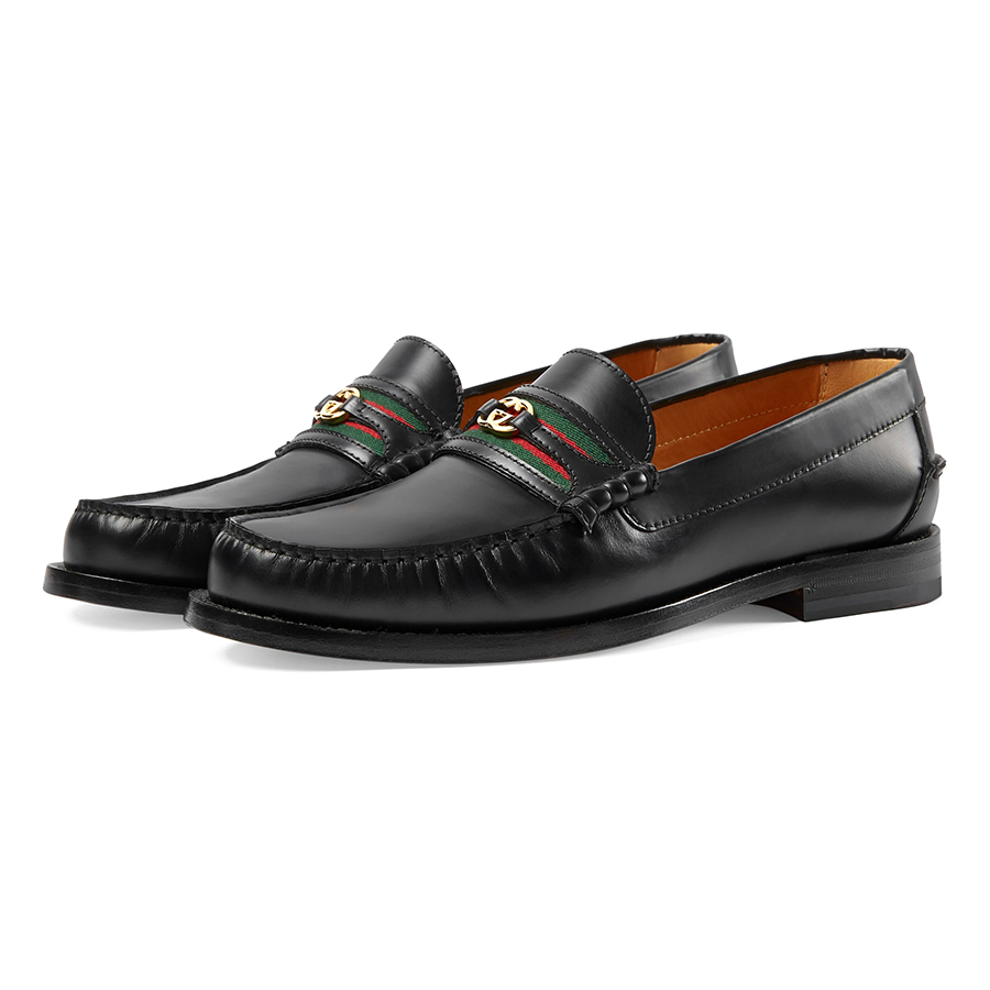 Giày Lười Nam Gucci Double G Leather Loafers 64472417X101060 Màu Đen Size 41 - Duy Hoang