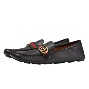 Giày Lười Nam Gucci GG Black Leather With GG Logo 450891 DTM10 1060 Màu Đen Size 5 - Duy Hoang