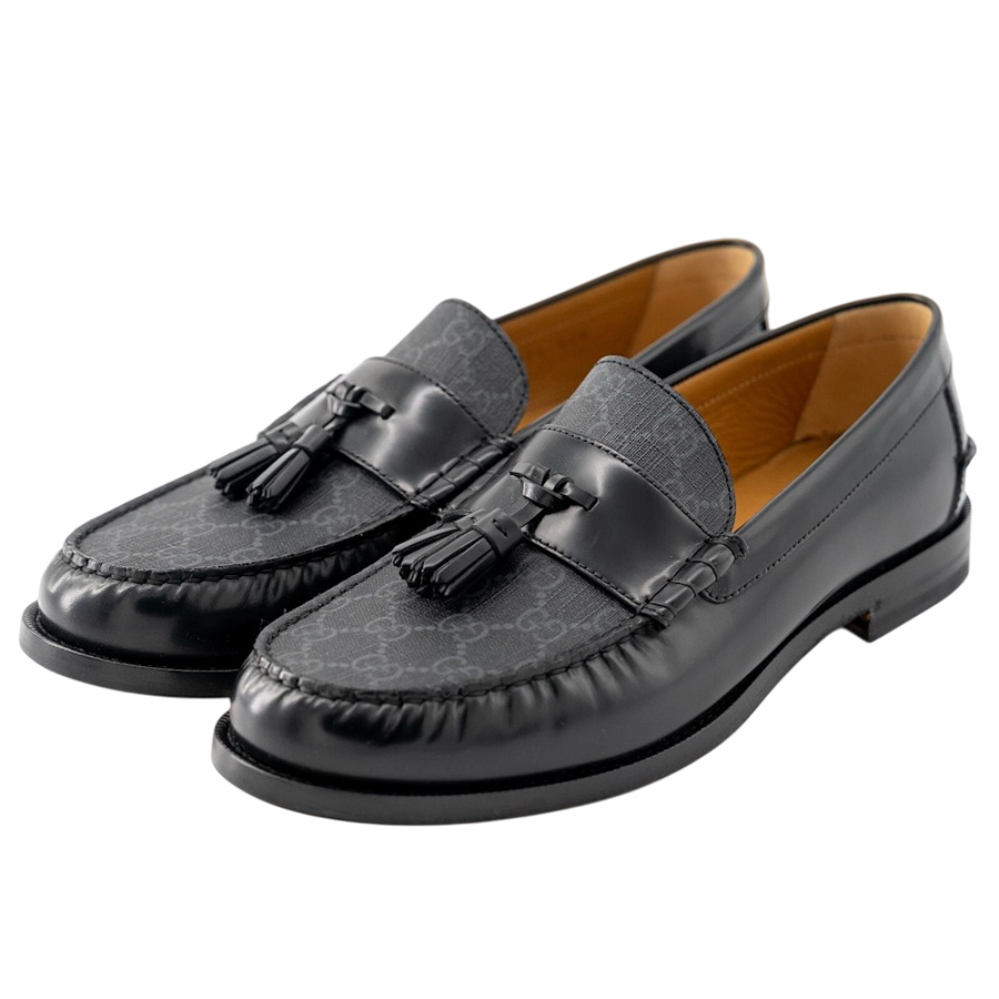 Giày Lười Nam Gucci GG Supreme Tassel Moccasin Loafers Leather Black Màu Đen Size 41 - Duy Hoang