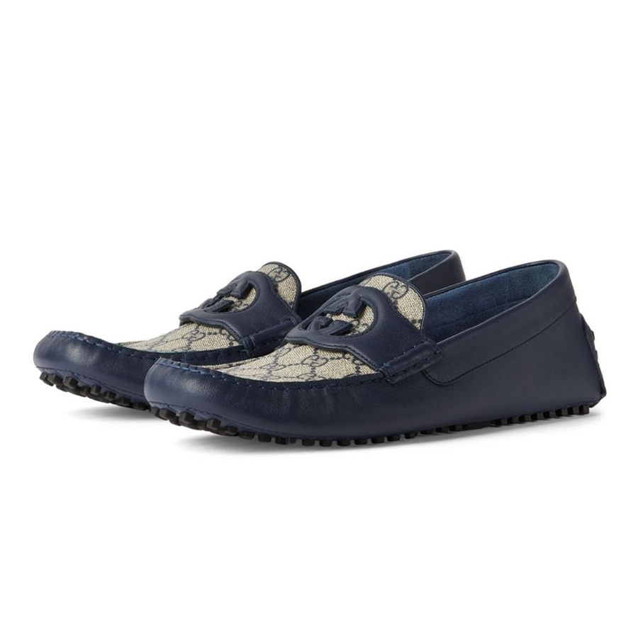 Giày Lười Nam Gucci Interlocking Driving Loafers 730148 Màu Xanh Navy Size 40 - Duy Hoang