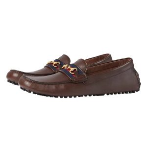 Giày Lười Nam Gucci Moccasin Driver Horsebit With Web Coaco Leather 624698 1XH10 2160 Màu Nâu Size 5 - Duy Hoang