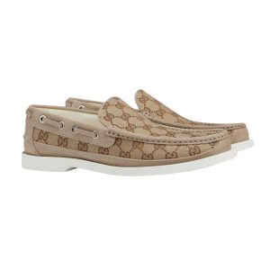 Giày Lười Nam Gucci Original GG Canvas Leather Beige 786485 FADJG 9747 Loafer Màu Be Size 6.5 - Duy Hoang