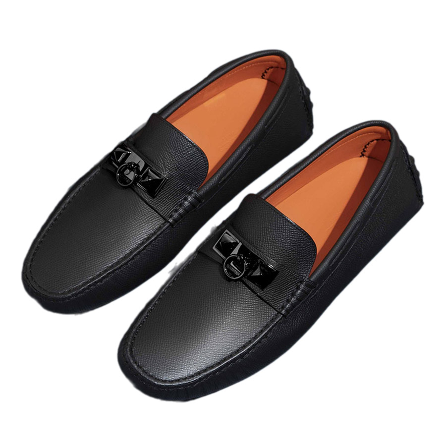 Giày Lười Nam Hermès Irving Epsom Leather Moccasin Màu Đen Size 41 - Duy Hoang