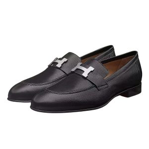 Giày Lười Nam Hermès Paris Loafers With Signature "H" Detail Màu Đen Size 39.5 - Duy Hoang