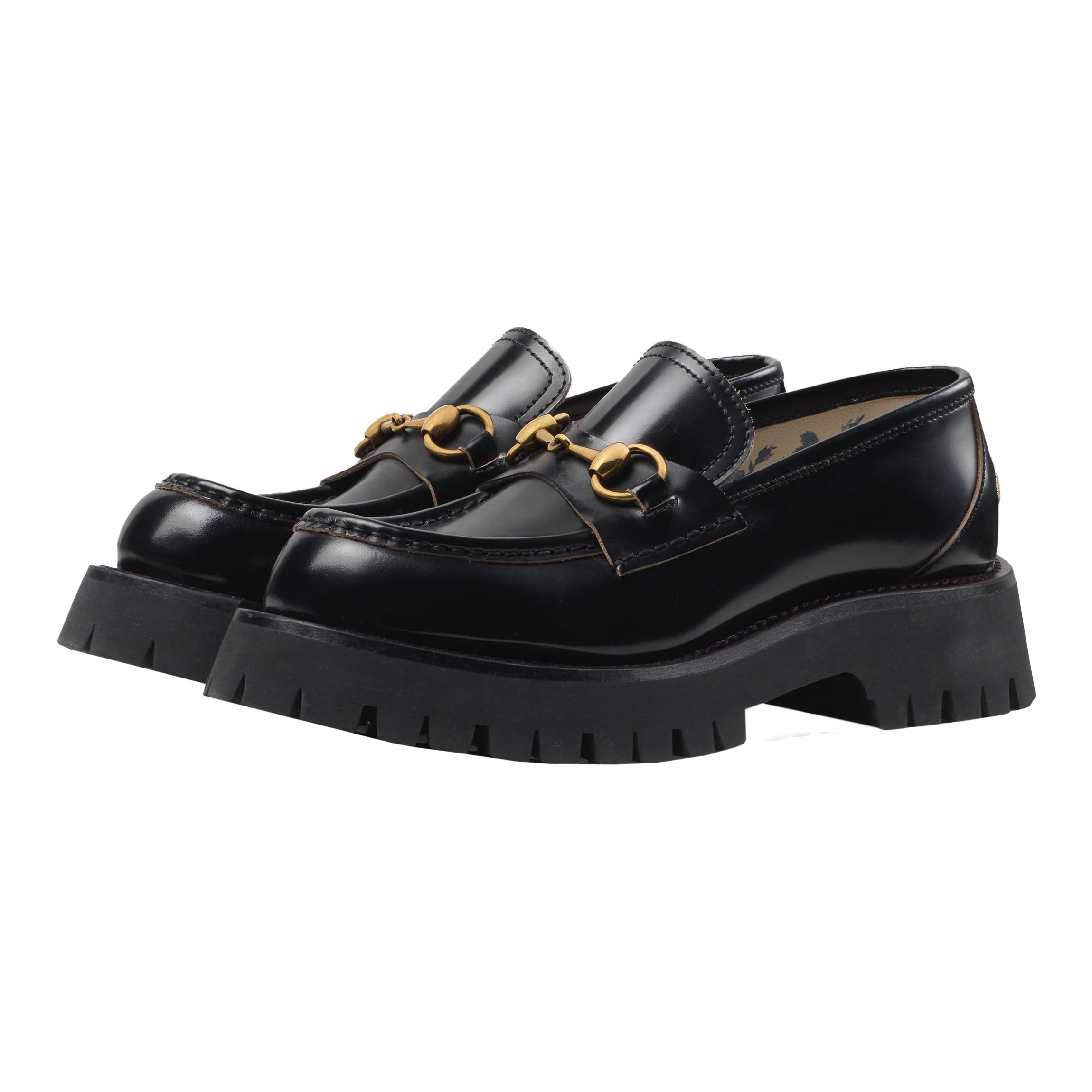 Giày Lười Nữ Gucci Women's Leather Lug Sole Loafer 577236 DS800 1000 Màu Đen - Duy Hoang