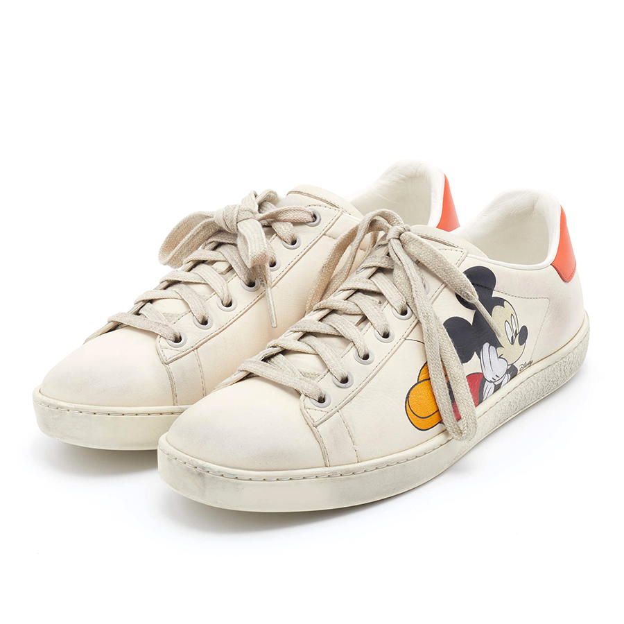 Giày Sneaker Gucci Disney Ivory Leather Ace Mickey Mouse Low Top Sneakers Màu Kem - Duy Hoang